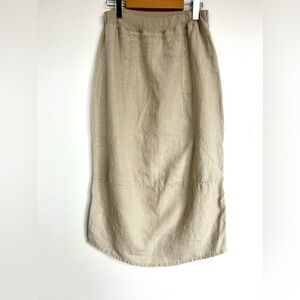 Beige Midi Linen Skirt - Classic Neutral